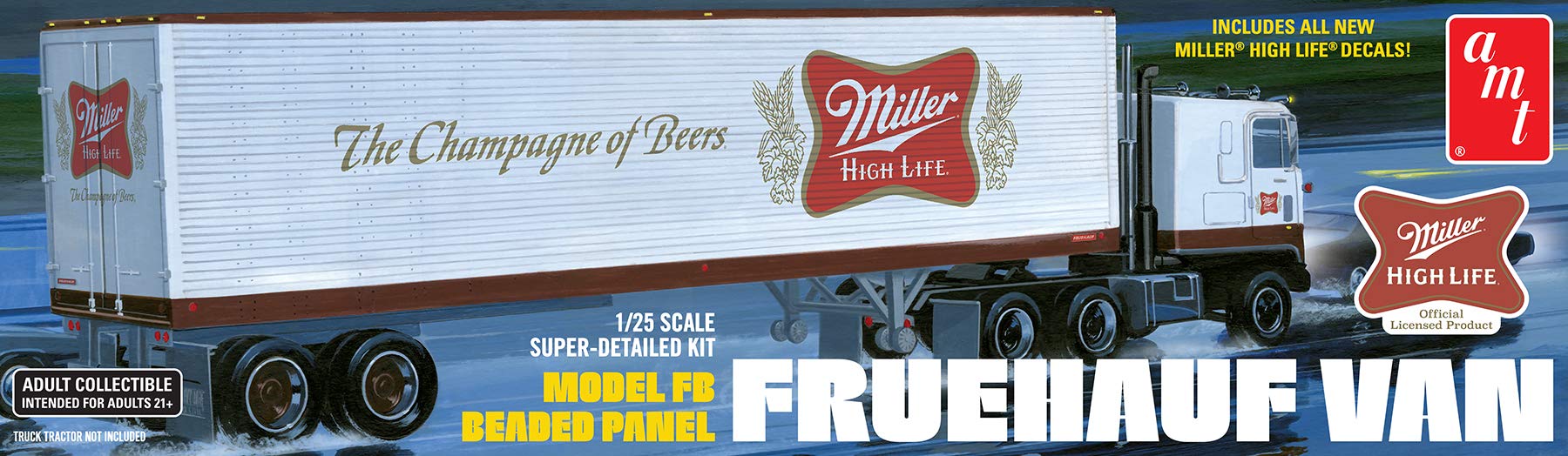 Amt Fruehauf 40 Semi Trailer (Miller Beer) 1:25 Scale Model Kit