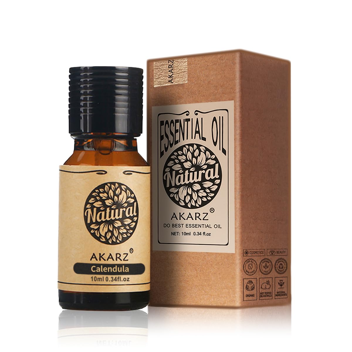 Akarz Calendula Essential Oil Natural Organic Pure Premium Therapeutic Calendula Oils For Skin Body Hair Care,Diffuser, Candle,Soap,Making, Diy,Massage Aroma 0.34 Fl Oz (10Ml),Essential Oil Singles