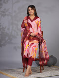 Anni Designer Women'S Rayon Blend Printed Straight Kurta With Pant & Dupatta (Khissu Maroon-Nw_L_Maroon_Large),Maroon,L,,,