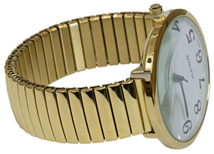 Ladies Large Number Face Stretch Band Watch Gold 1262G