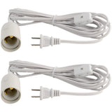 ABI E26 Light Bulb Socket to 2Prong US AC Power Cord Adapter with On/Off Switch, 12 FT Cable (2 Pack)