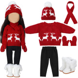 Bencailor 6 Pcs Christmas 18 Inch Doll Clothes and Accessories Christmas Outfits Set Sweaters Trousers Hats Shoes for 18 Inch Do