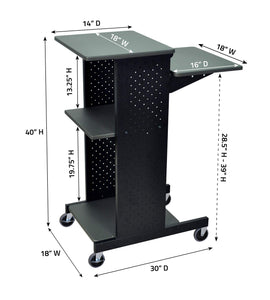 Luxor Gray 4 Shelf Mobile Presentation Station