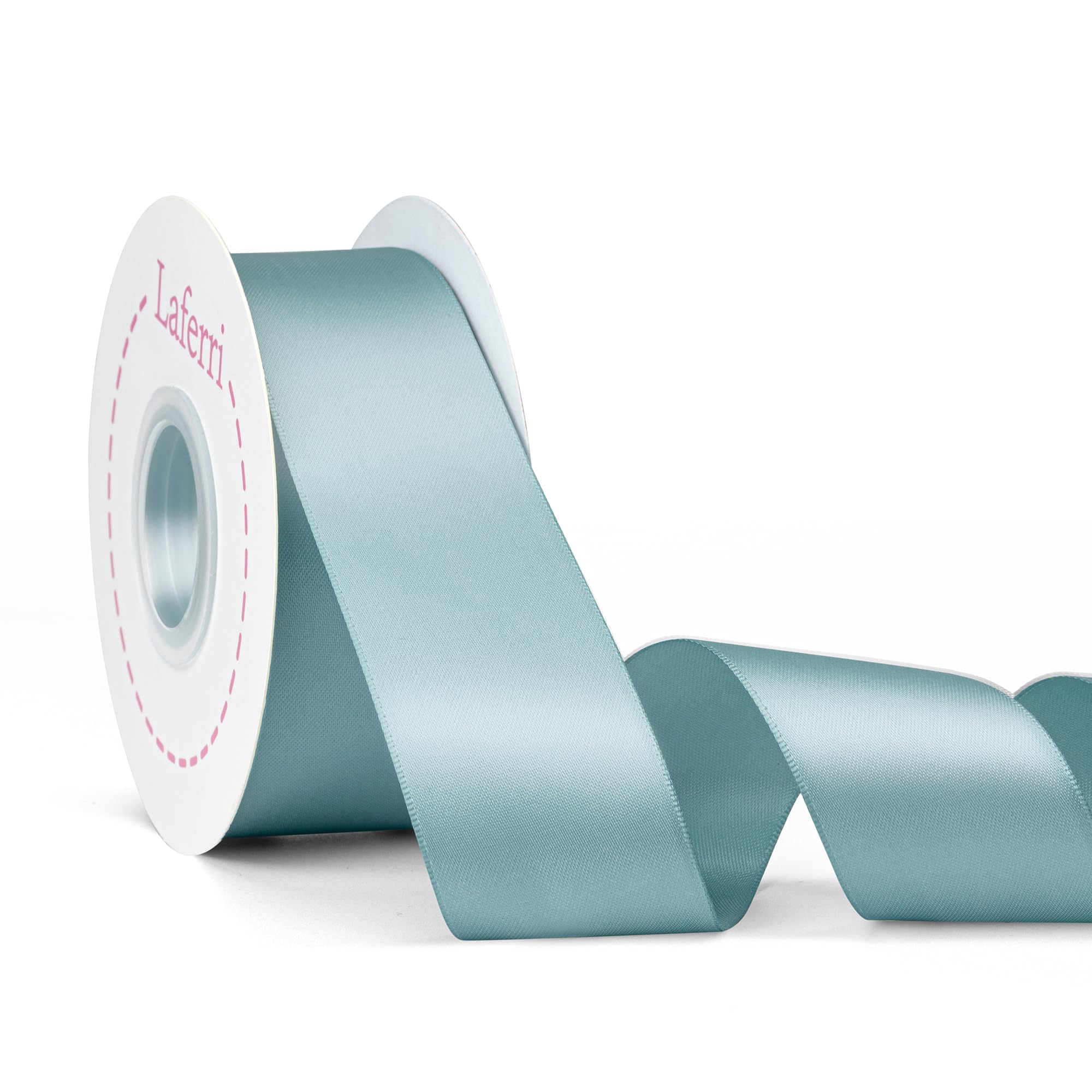 Laferri Nile Blue Satin Ribbon Double Faced,1-1/2 X 25 Yards,Fabric Ribbon Use for Gift Wrapping DIY Craft Floral Bouquets Weddi