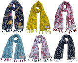 Fusfus WomenS Printed Chiffon Scarves And Stoles, Free Size(Multicolour, Fs1554) Pack Of 6 (Multicolor3)