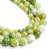 Yochus 35pcs Round Loose Light Green Fire Agate Beads for Bracelet Beads