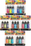 Tim Holtz Adirondack Alcohol Inks - 7 Packages - 21 Ink Bottles total Dockside Picnic Summit View Retro Cafe Nature Walk Cabin Cupboard Mariners Farmers Market-New