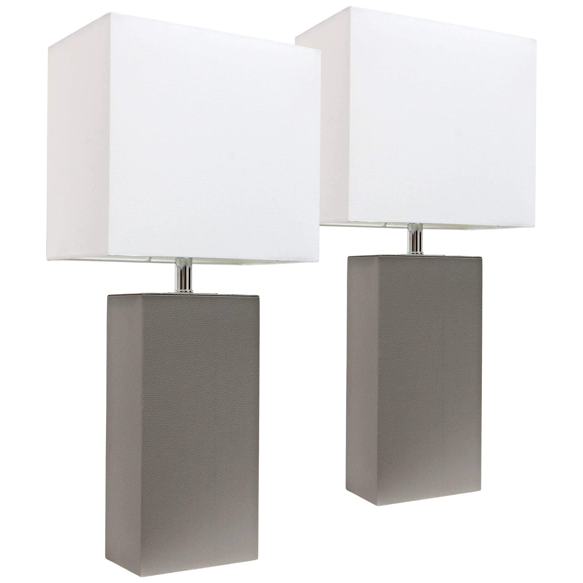 Albers Gray Leather Accent Table Lamp Set Of 2