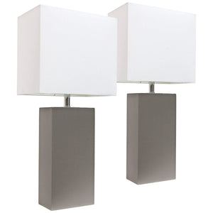 Albers Gray Leather Accent Table Lamp Set Of 2