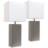 Albers Gray Leather Accent Table Lamp Set Of 2
