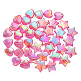 Tupalizy 100PCS Mini Acrylic Beads 9mm Heart Charms and 11mm Star Beads for Jewelry Making Bracelets Necklaces Earrings Keychain