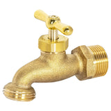 EZFLO Irrigation Hose Bibb, 3/4 Inch MIP Connection, 3/4 Inch MHT Connection, Brass Plumbing Fitting, 20183