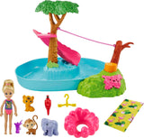 Barbie and Chelsea The Lost Birthday Splashtastic Pool Surprise Playset with Chelsea Doll (6-in), 3 Baby Animals, Slide, Zipline