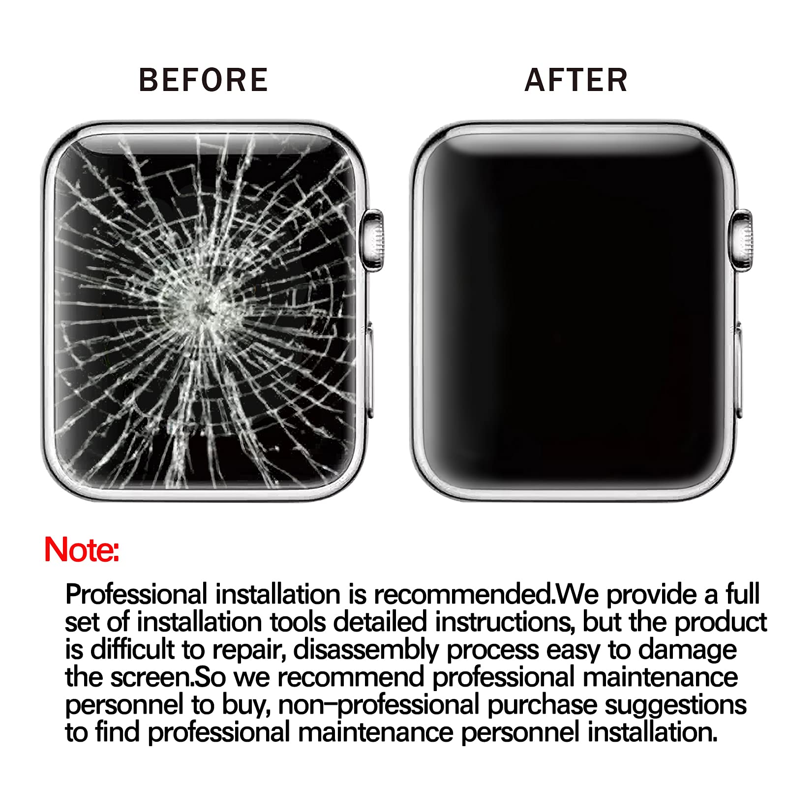Zgxhga Compatible with Apple Watch Series 4 44mm Screen Replacement - Front LCD Glass Lens Replacement Repair Kit & Watch Glass