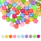 HARFINGTON 100pcs Random Light Color Acrylic Round Beads 8mm Dia 1.9mm Hole Plastic Resin Smooth Balls Loose Bead for Jewelry Ma