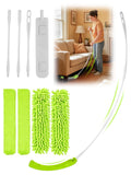 BendFree Gap Dust Cleaner Cleaning Tools Washable Flat Duster Brush with 4 Microfiber Chenille Dusting Cloths Long Handle 56 in