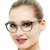 OCCI CHIARI Women Stylish Round Reading Glasses for Reader 100 125 150 175 200 225 250 275 300 350 400 500 600(Grey 1.25)