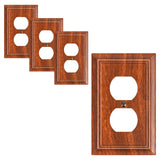 4-Pack Duplex Outlet Cover Plate, Decorative Wood Grain Switch Plates and Outlet Covers, Natural Bamboo Fiber Wall Plates for El
