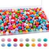 Sunrony 272Pcs Mixed Bright Color 14mm Abacus Silicone Beads for Keychain Making, Multicolor Lentil Silicone Beads for Pens and 