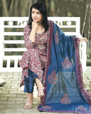 Anni Designer Women'S Rayon Blend Straight Printed Kurta With Pant & Dupatta (Parimat Red_Xl_Red_X-Large),Red,XL,,,