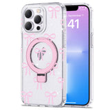 ETPESOK Compatible with iPhone 13 Pro Case Bow Pattern with Magnetic Ring Stand [Compatible with Mag-Safe] TPU Protective Phone 