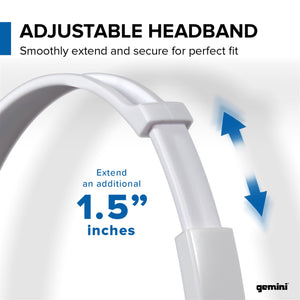 Gemini Sound DJX-200 White Professional DJ Headphones - Over-Ear Monitor with 40mm Drivers, Ultra-Comfort Ear Cups, Noise Isolat