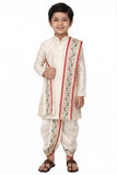 Pure Prayer Boys Silk Dhoti Kurta Set With Stole | Sherwani Style Kids Ethnic Wear | Readymade Dhoti For Boys | Wedding, Festiva