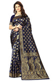 Sugathari Womens Art Silk Navy Blue Kanchipuram Saree (SAN PARI 72 N BLUE)