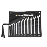GEARWRENCH Long Pattern Combination SAE Wrench Set with Tool Roll, 11 Pc., 12 Point 81934