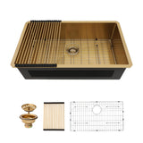 Lordear 33 Undermount Kitchen Sink 33x19 Matte Gold Undermount Sinks 16 Gauge Stainless Steel Deep Single Bowl Handmade Kitchen 