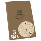 Rite In The Rain Weatherproof Stapled Notebook, 4.625 X 7, Tan Cover, Universal Pattern, 3 Pack (No. 971Tfx)
