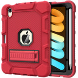 Azzsy Case for iPad mini 7 A17 Pro 2024 / iPad mini 6 2021 8.3 Inch, Heavy Duty Shockproof Rugged Protective Case for iPad mini 7th/6th Generation 8.3, Red