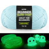 120g Blue Glow in The Dark Yarn for Crocheting and Knitting; 120m(144yds) Yarn for Beginners with Easy-to-See Stitches; Worsted-