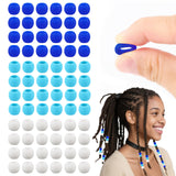 AD Beads 216PCS 8X10mm Soft Pony Silicone Beads for Hairstyle, Blue Series with 80 Elastic Bands, Tool and Storage Box Kit for B