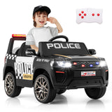 HONEY JOY Police Car Ride On, 12V Battery Powered Ride On Car with Remote Control, Siren & Flashing Lights, Spring Suspension, M
