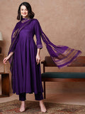 Gosriki Women'S Rayon Blend Solid Anarkali Kurta With Pant & Dupatta (Magic-Violet-Nb-Gs_S_Violet_Small),Violet,,B0CX1GPZ9Y