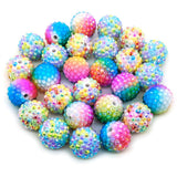 20mm, 16mm, 14mm, 12mm, 10mm Colorful Rhinestone Beads Round Spacer Beads for Jewelry Bracelet Necklace Pen Bag Chain Making Cra