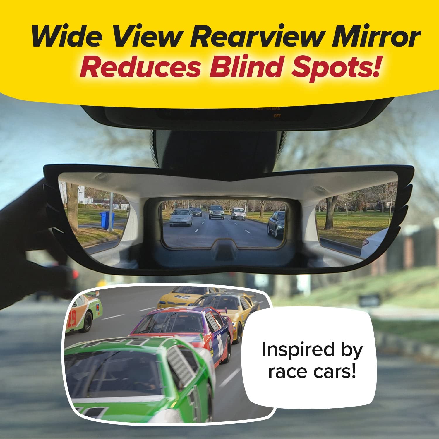 Angel View Wide-Angle Rearview Mirror, As Seen On Tv Black Convex Car Mirror Installs In Seconds And Fits Most Cars, Suvs & Truc