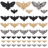 PH PandaHall 60pcs 2 Sizes Skull Head Moth Pendants, 3 Colors Moth Charms Alloy Gothic Jewelry Charm Skeleton Vintage Metal Char