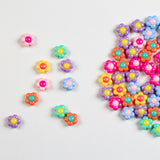 Meetppy 100pcs Large Size Acrylic Flower Beads Cute 16mm Mixed Color Beads for DIY Jewelry Making