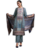 Libas Womens Printed Crepe Straight Kurta With Trousers And Dupatta