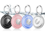 [4 Pack] Airtag Keychain for Apple Air Tag Holder IPX8 Waterproof 360 Full Body Shockproof Protective Cover Case Scratch Resistant for Pets, Dog, Keys, Cat, Luggage (Multi- Color)