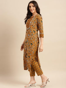 Gosriki Women'S Cotton Blend Printed Straight Kurta With Pant (Win Yellow-Nw-Gs_Xxl_Yellow_Xx-Large),Yellow,2,B0C96FKYMG