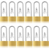 Yaocom 12pcs Solid Brass Keyed Padlock, Small Yellow Gym Lock, Long Lock for Sheds Strong Padlock with Same Key for Luggage Tool