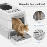 Stainless Steel Litter Box with Lid, XL Extra Large Enclosed Cat Litter Box for Big Cats 110 Flip Cover, Top Entry Metal High Si