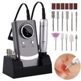 Electric 45000RPM Nail Drill Machine Rechargeable Portable Nail File Electric DIY Nail Drill Kit with Smart LCD Screen for Gel N
