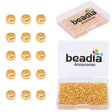 BEADIA 18K Gold Plated Crimp Beads Non Tarnish 2.5mm 600pcs for Jewelry Making Findings