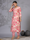 Gosriki Women'S Rayon Blend Straight Printed Kurta With Pant (Nissu Pink-Gs_S_Pink_Small),Pink,,B0CYH686MX