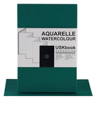 Sennelier Uskbook Watercolour Hardback Concertina Green Linen Cover Book Rough Grain 300 Gsm 16 x 24 Cm