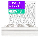 Qingzhug 20x25x1 MERV 13 (6-Pack) Pleated Air Filter (Actual Size: 19.75x24.75x0.75) MPR 1900 & FPR 10, Furnace Air Filters, 20x